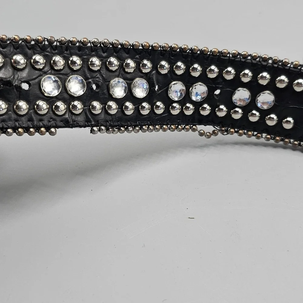 Vintage Western Embellished Rhinestone Black  Y2K  Beaded Punk Grunge Size 34